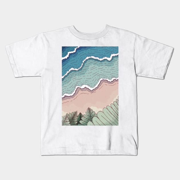 The beach and sea Kids T-Shirt by Swadeillustrations